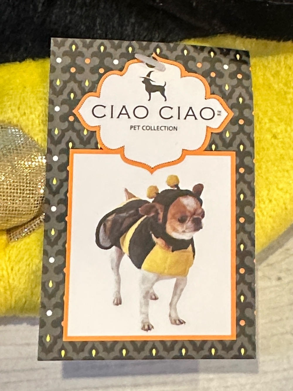 Ciao Ciao Sz XS Plush Yellow & Black Bumble Bee Dog Costume • NWT!